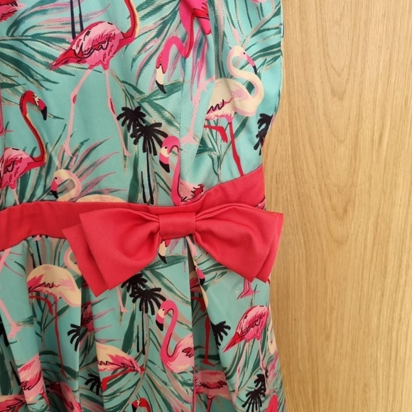 Beautiful vintage style lindy bop flamingo print summer dress. Uk 8 - Picture 3 of 4